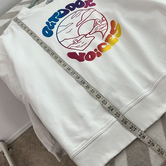 Outdoor Voices Crewneck Sweatshirt White Hippie Groovy Sunset Print Size XL - Picture 7 of 7